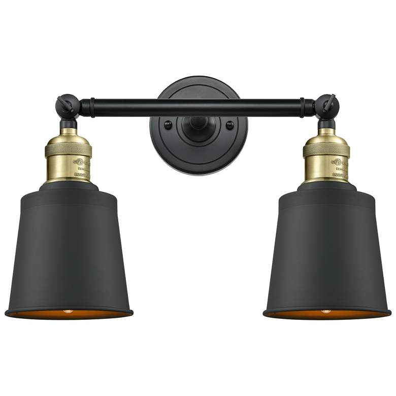 Image 1 Addison 16" 2-Light Black Antique Brass Bath Light w/ Matte Black Shad