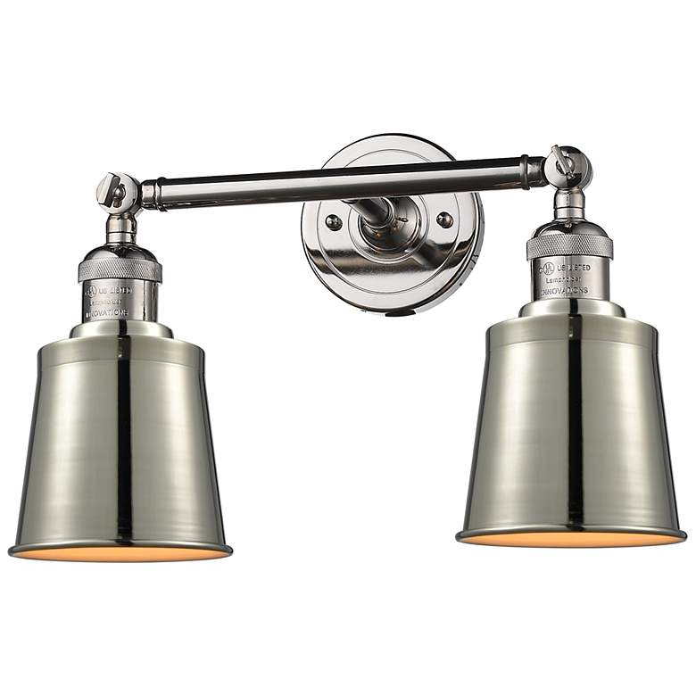 Image 1 Addison 16" 2-Light Polished Nickel Bath Light w/ Polished Nickel Shad
