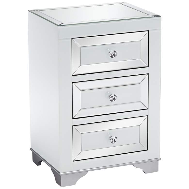 Addison 17&quot; Wide White Mirrored 3-Drawer Side Table