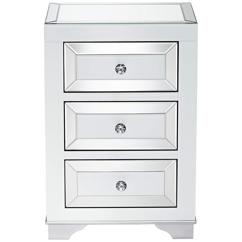 Addison 17&quot; Wide White Mirrored 3-Drawer Side Table more views