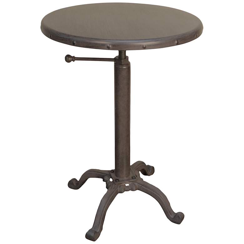 Image 2 Addison 18"W Industrial Iron Round Adjustable Accent Table