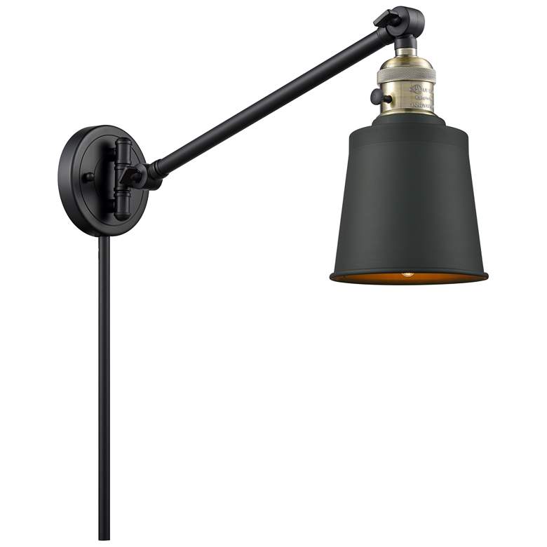 Image 1 Addison 25" High Black Brass Swing Arm w/ Matte Black Shade