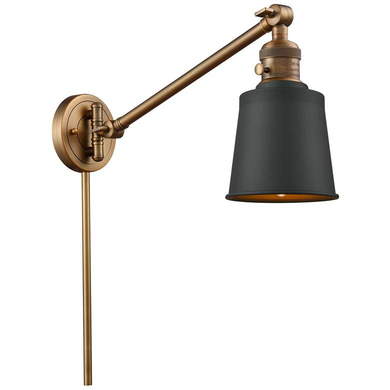 Image 1 Addison 25" High Brushed Brass Swing Arm w/ Matte Black Shade