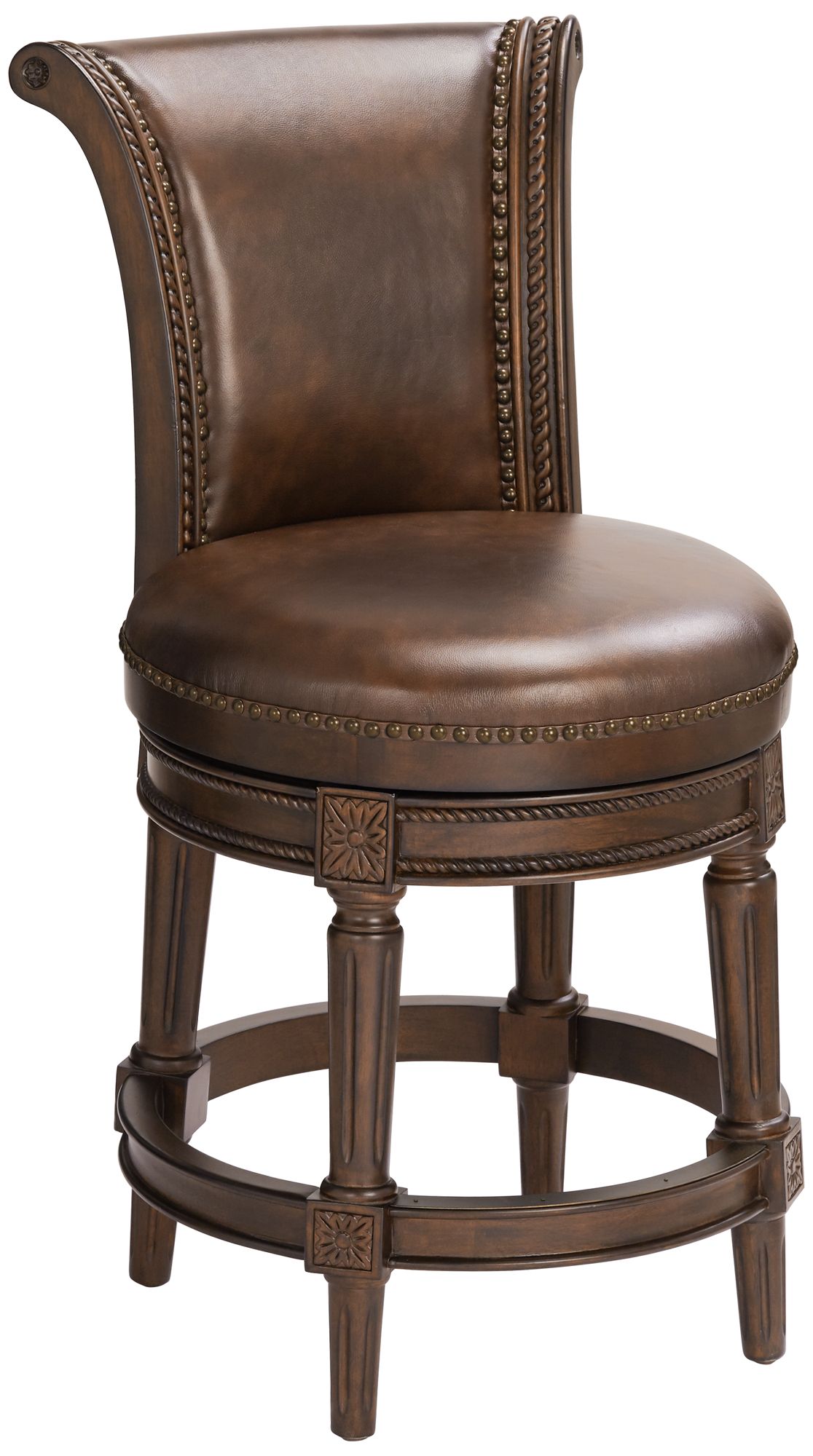 Image 2 Addison 26"-30" Seat Height Mocha Leather Swivel Counter Barstool
