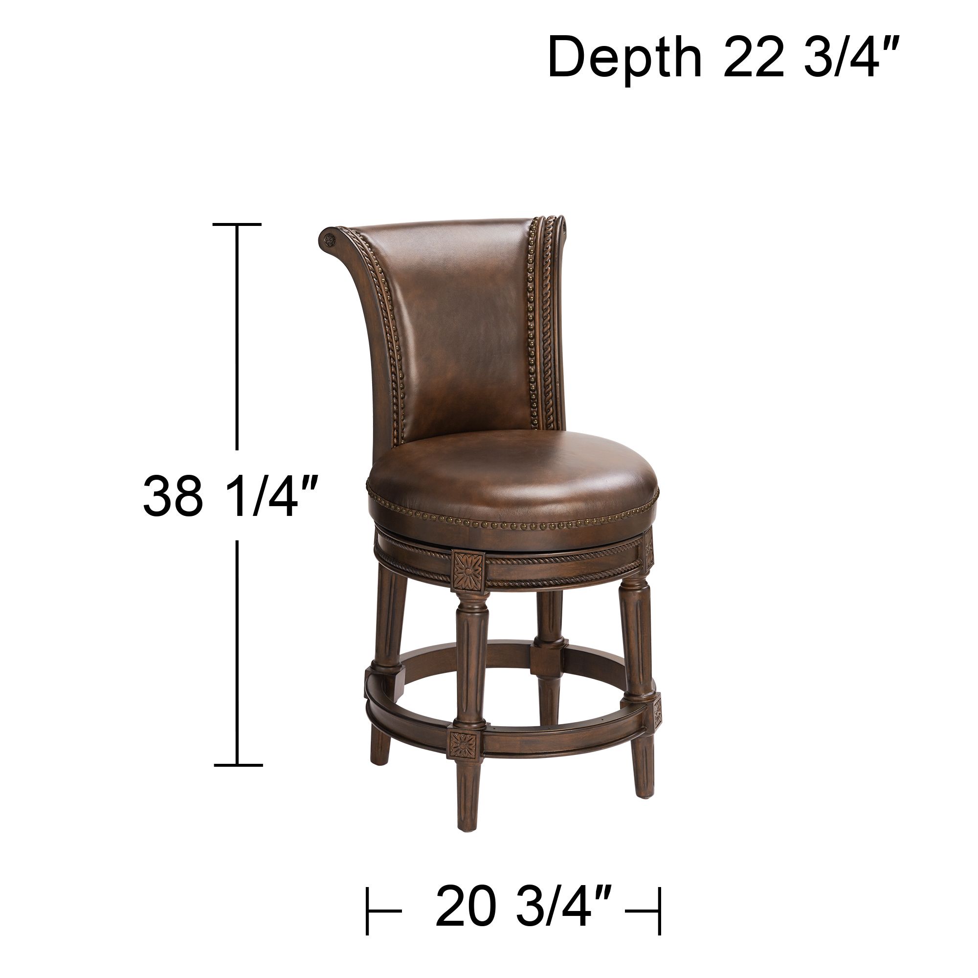Addison 26"-30" Seat Height Mocha Leather Swivel Counter Barstool
