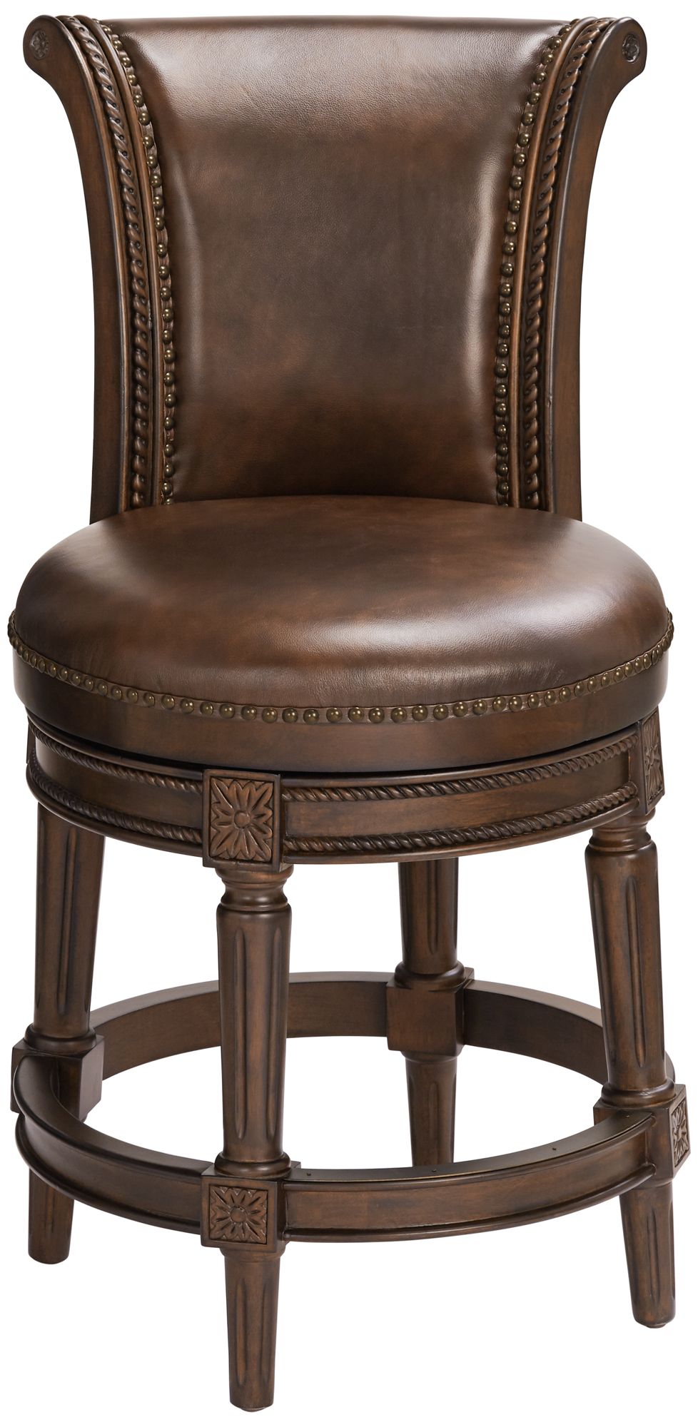 Image 7 Addison 26"-30" Seat Height Mocha Leather Swivel Counter Barstool more views