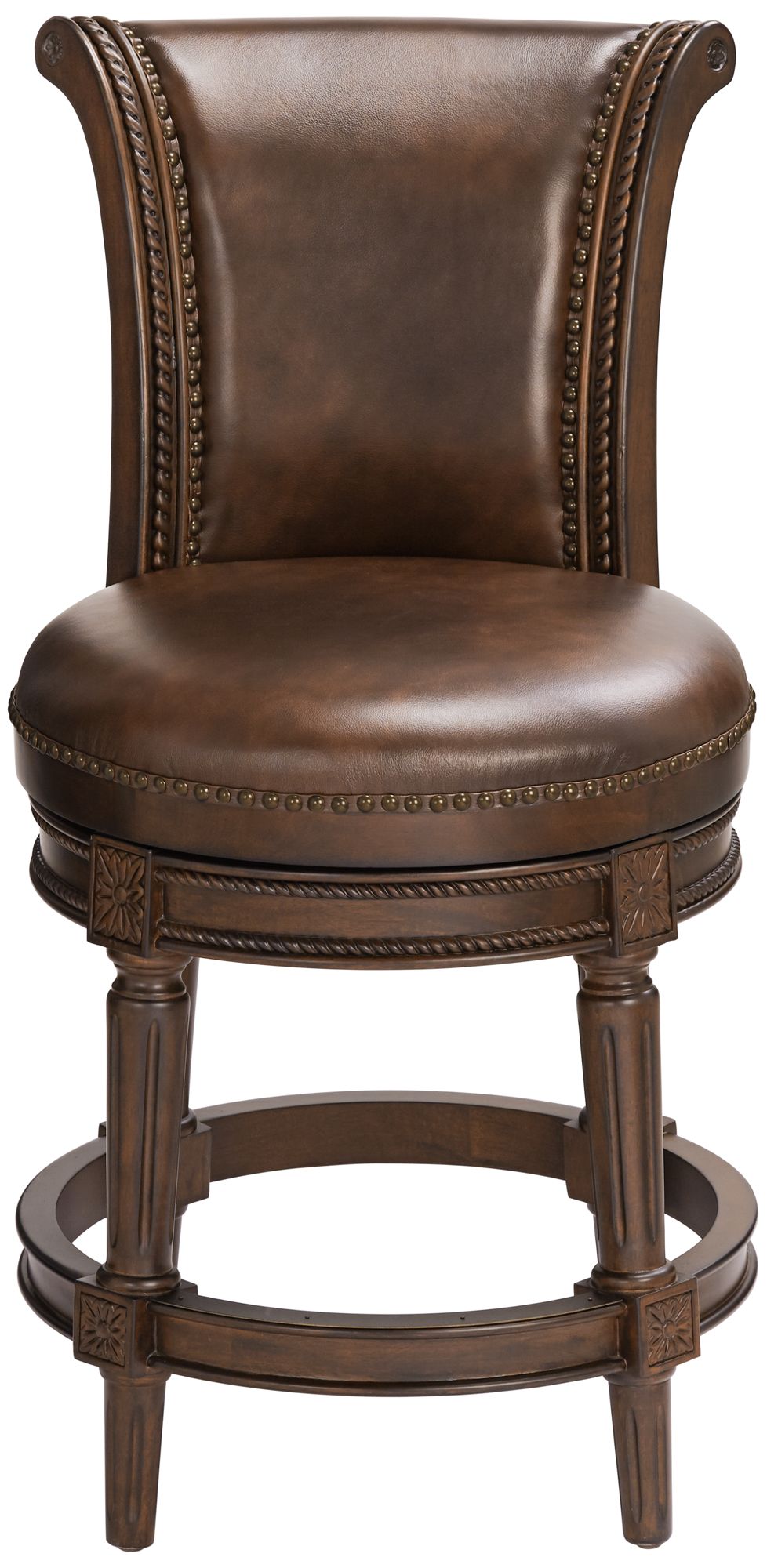 Addison 26"-30" Seat Height Mocha Leather Swivel Counter Barstool