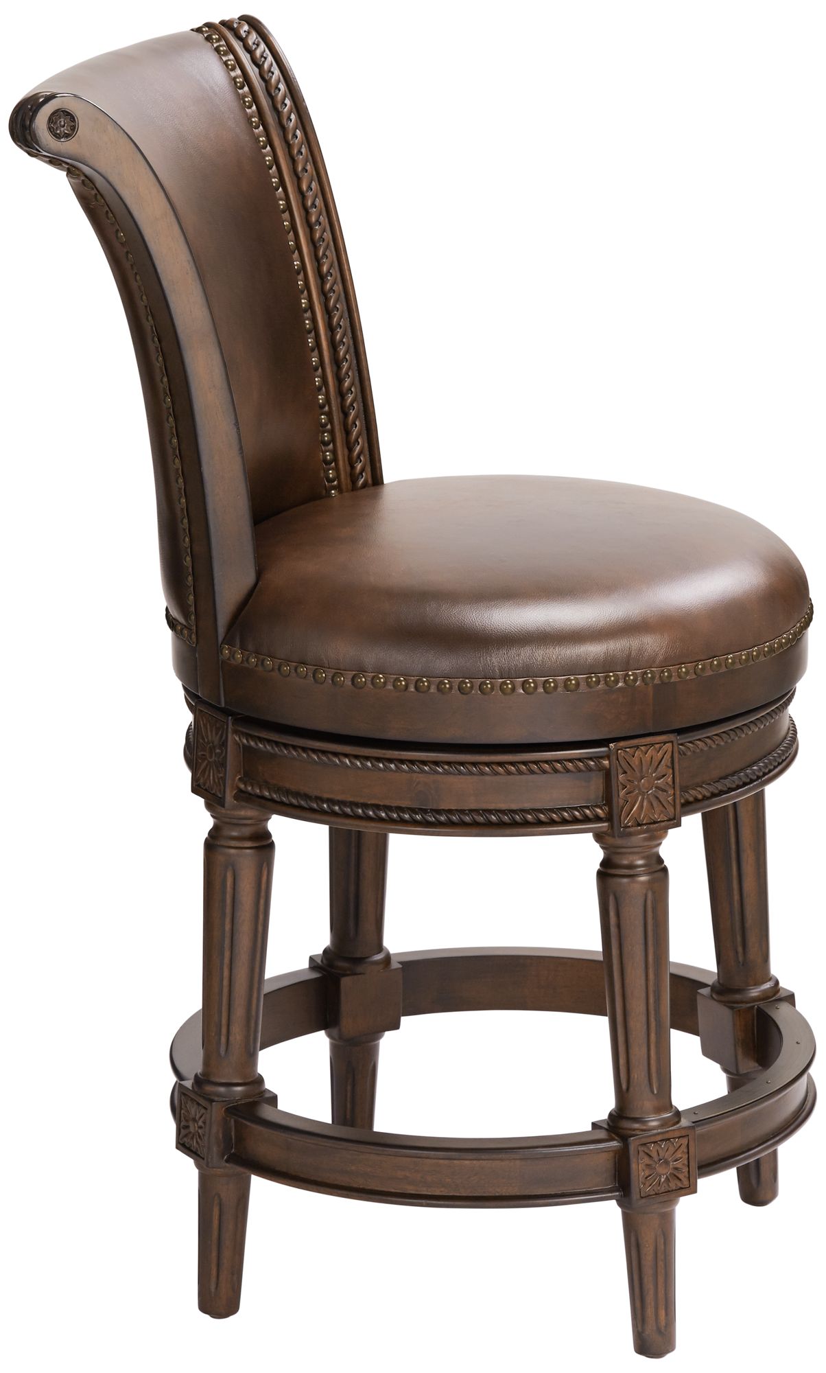 Addison 26"-30" Seat Height Mocha Leather Swivel Counter Barstool