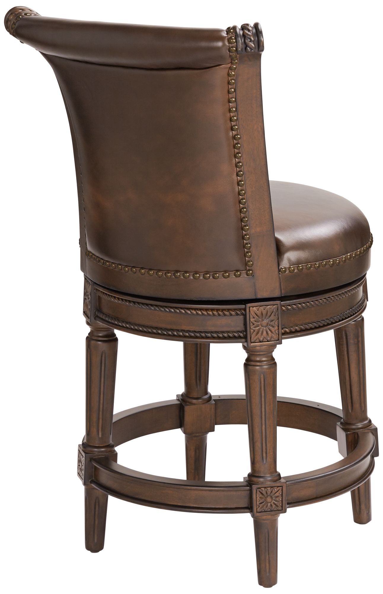 Addison 26"-30" Seat Height Mocha Leather Swivel Counter Barstool