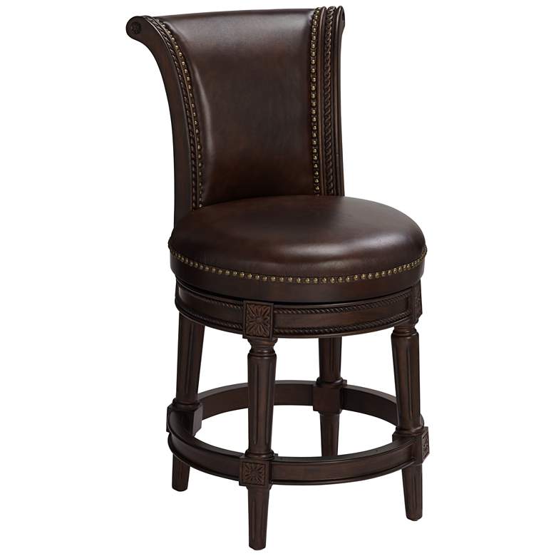 Image 2 Addison 26" High Mocha Leather Swivel Counter Stool