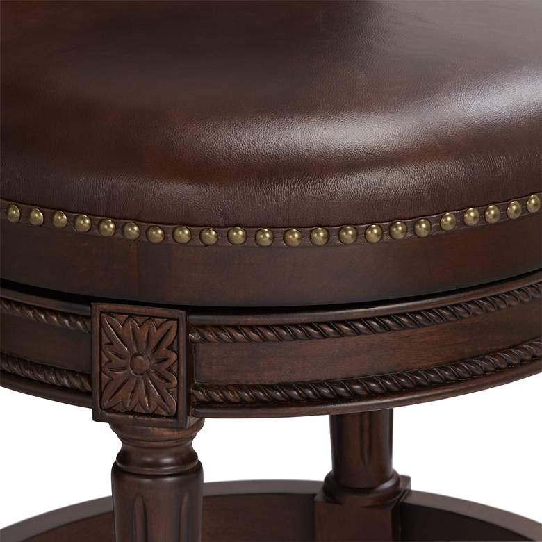 Image 4 Addison 26" High Mocha Leather Swivel Counter Stool more views