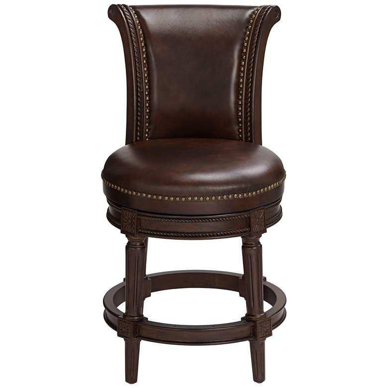 Image 7 Addison 26 inch Mocha Leather Swivel Counter Stool more views