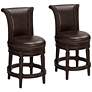 1_Addison 26" Mocha Brown Leather Swivel Counter Stools Set of 2