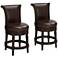 Addison 26" Mocha Brown Leather Swivel Counter Stools Set of 2