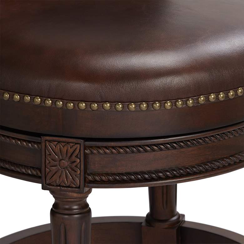 Image 3 Addison 26" Mocha Brown Leather Swivel Counter Stools Set of 2 more views