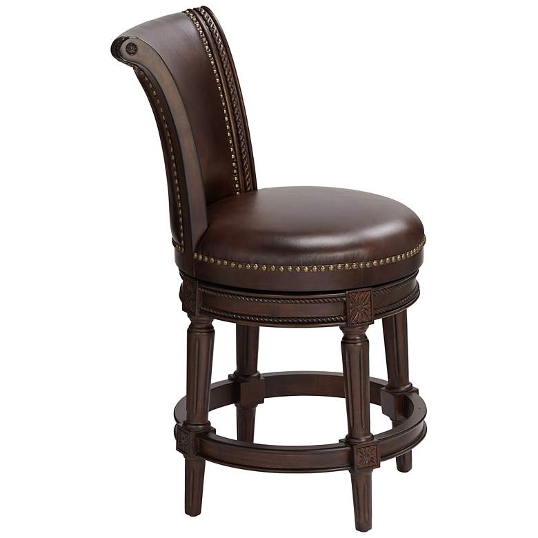 Image 7 Addison 26" Mocha Brown Leather Swivel Counter Stools Set of 2 more views