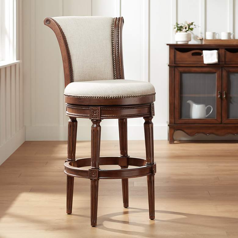 Image 1 Addison 30 1/4" Erin Cream Fabric Swivel Bar Stool