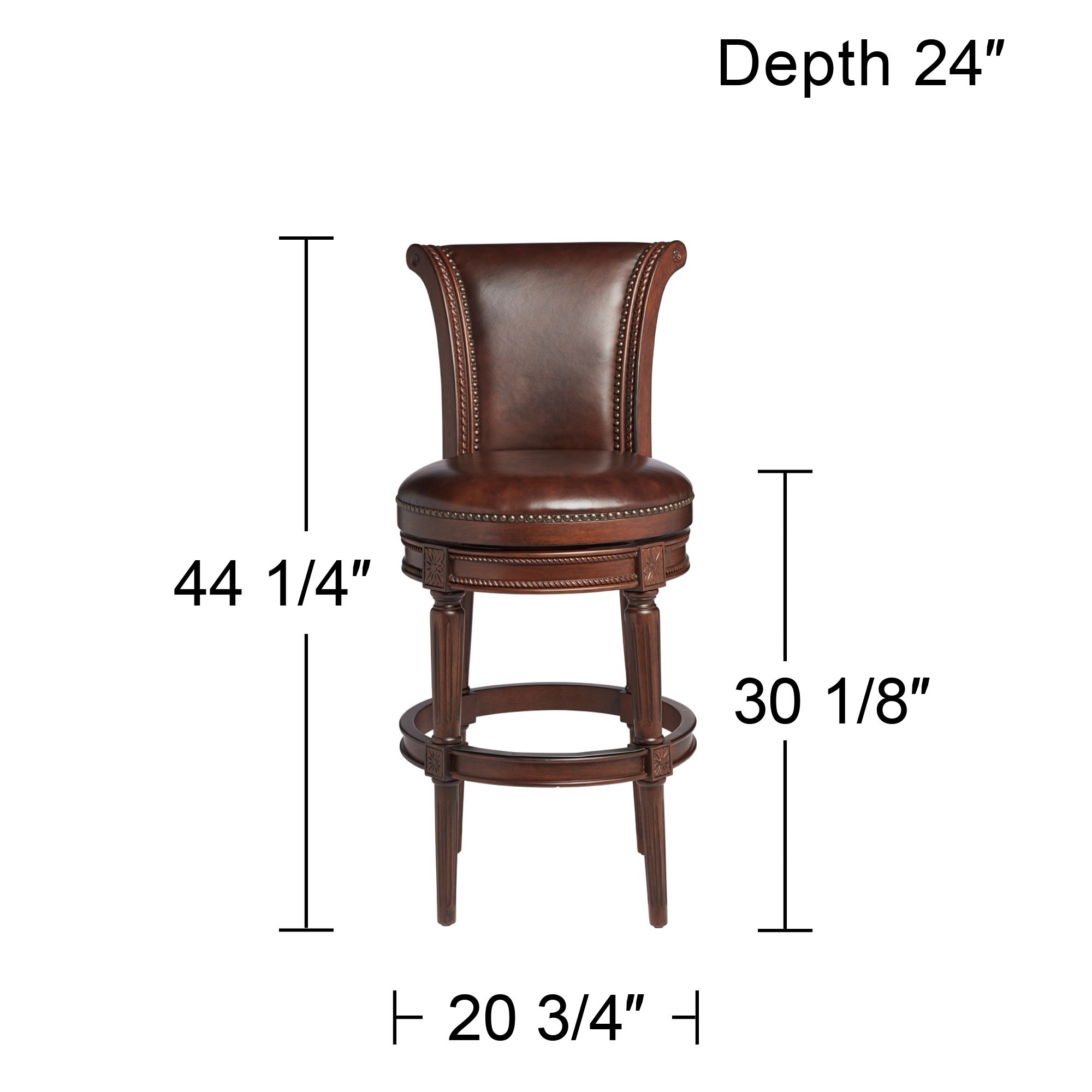 Addison 30" Mocha Brown Leather Swivel Bar Stools Set of 2