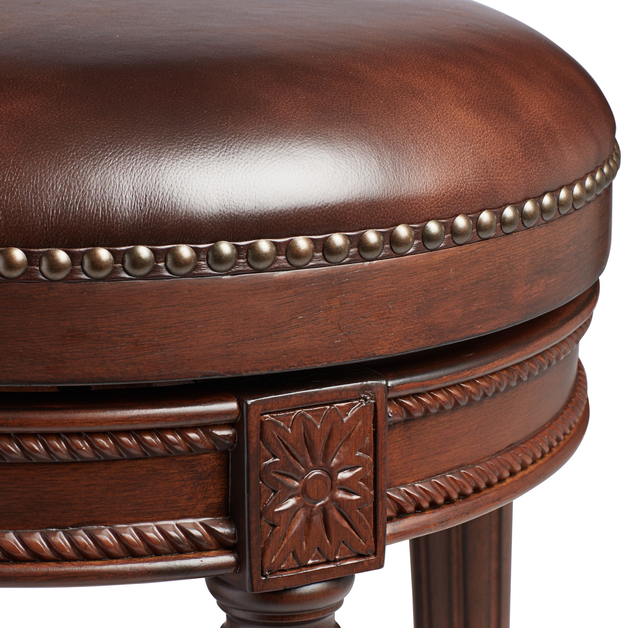 Image 3 Addison 30" Mocha Brown Leather Swivel Bar Stools Set of 2 more views