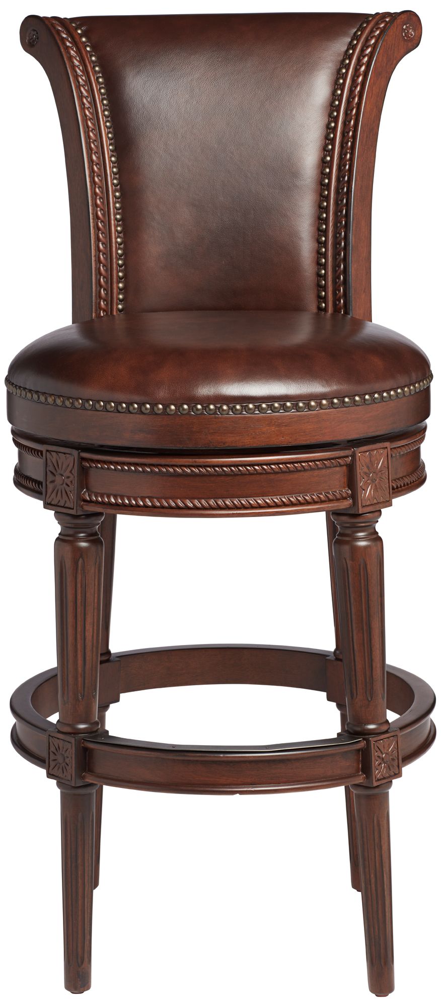 Image 5 Addison 30" Mocha Brown Leather Swivel Bar Stools Set of 2 more views