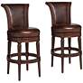 1_Addison 30" Mocha Brown Leather Swivel Bar Stools Set of 2