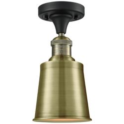 Addison 5.25" Wide Black Brass Semi Flush Mount w/ Antique Brass Shade