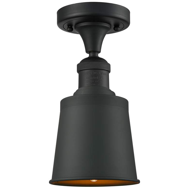 Image 1 Addison 5.25" Wide Matte Black Semi Flush Mount w/ Matte Black Shade