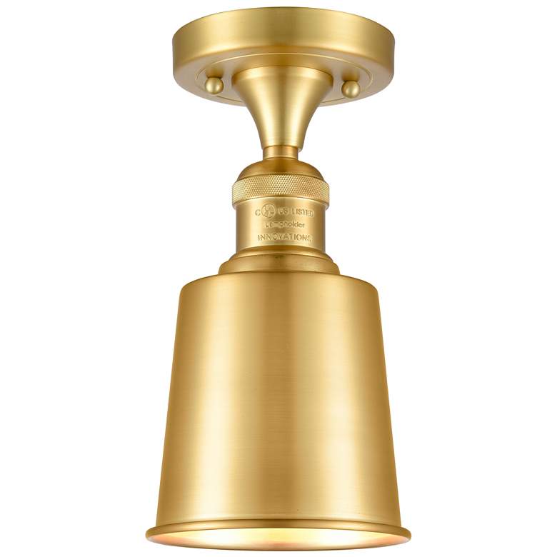 Image 1 Addison 5.25" Wide Satin Gold Semi Flush Mount w/ Satin Gold Shade