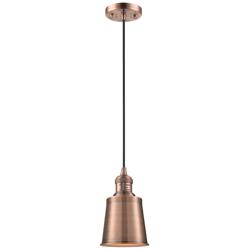 Addison 5" Antique Copper Cord Hung Mini Pendant
