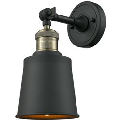 Addison 5" Black Antique Brass Adjustable Sconce w/ Antique Brass Shad