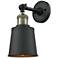 Addison 5" LED Sconce - Black Brass Finish - Matte Black Shade