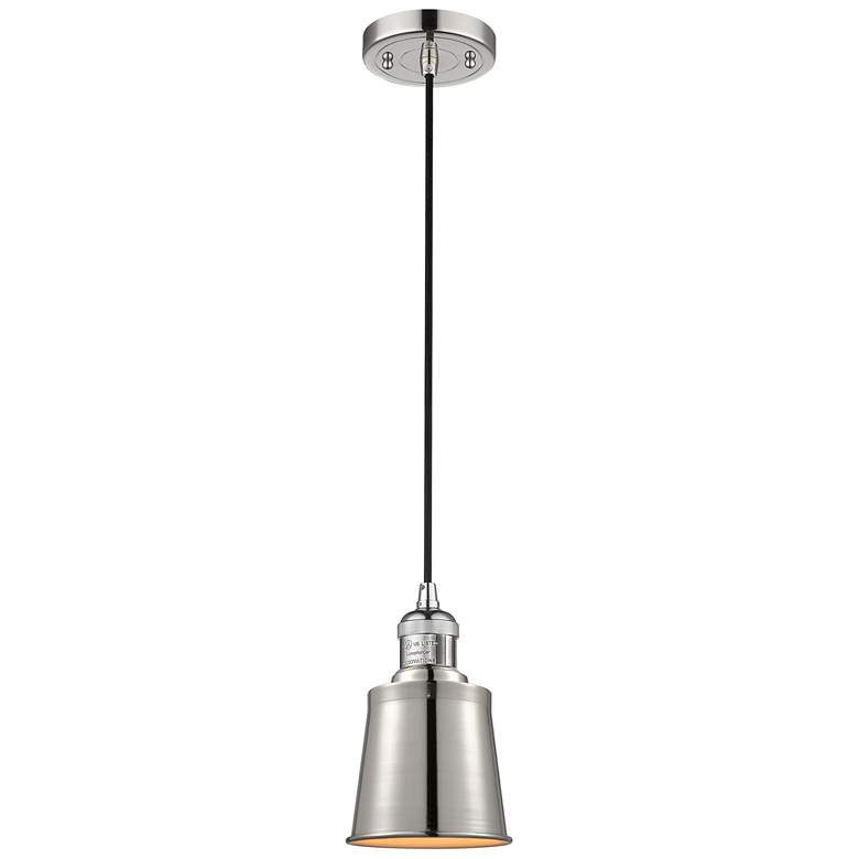 Image 1 Addison 5" Polished Nickel Cord Hung Mini Pendant w/ Polished Nickel S