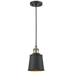 Addison 5" Wide Black Brass Corded Mini Pendant w/ Matte Black Shade