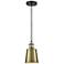Addison 5"W Black Brass Corded Mini Pendant w/ Antique Brass Shade