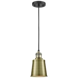 Addison 5"W Black Brass Corded Mini Pendant w/ Antique Brass Shade