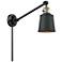 Addison 8" Black Antique Brass LED Swing Arm With Matte Black Shade