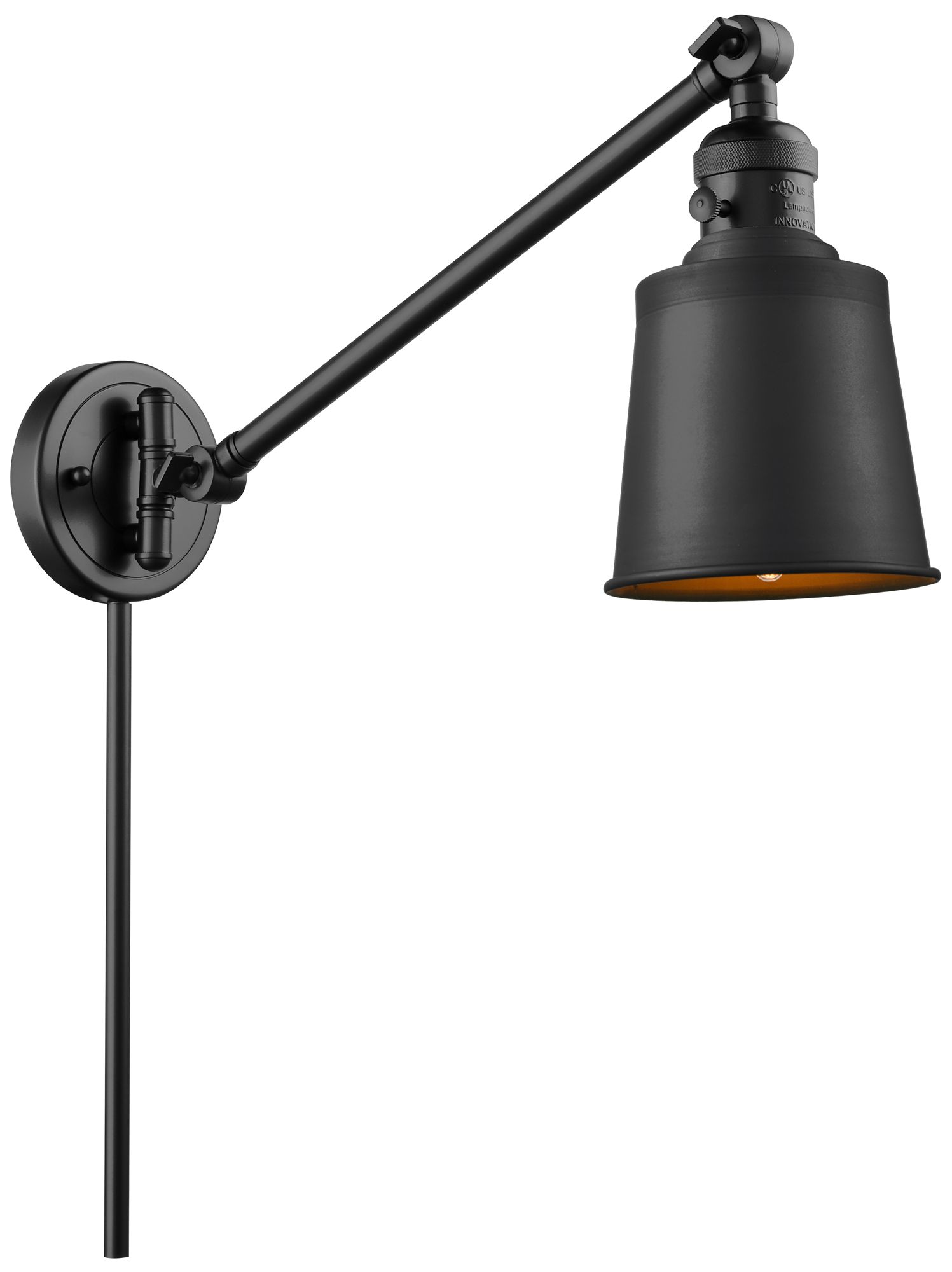 Addison 8" Matte Black LED Swing Arm With Matte Black Shade - Made to Order