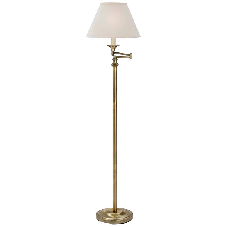 Image 1 Addison Antique Brass Swing Arm Metal Floor Lamp