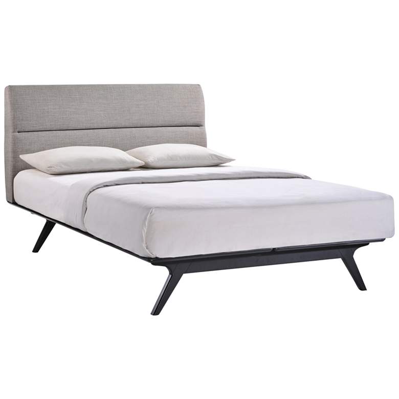 Image 2 Addison Gray Fabric Black Platform Queen Bed