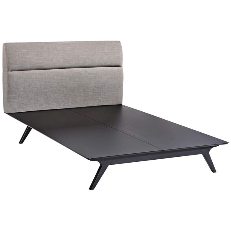 Image 3 Addison Gray Fabric Black Platform Queen Bed more views