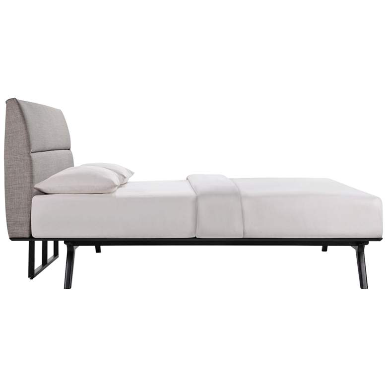 Addison Gray Fabric Black Platform Queen Bed more views