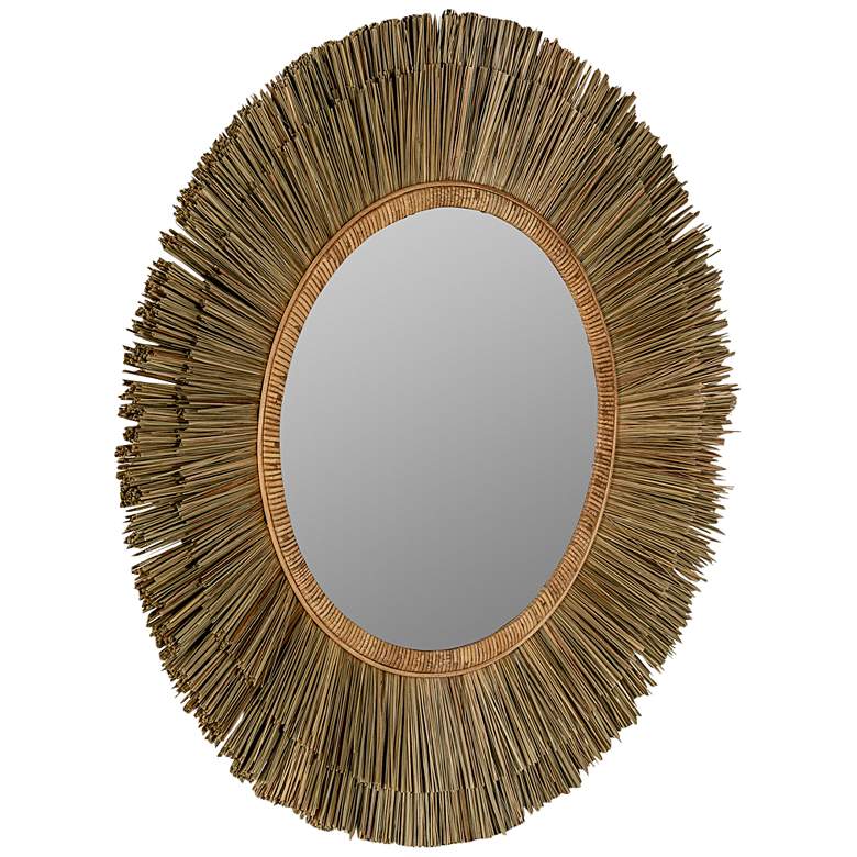 Image 5 Addison Natural Rattan 34 1/2 inch Round Wall Mirror more views