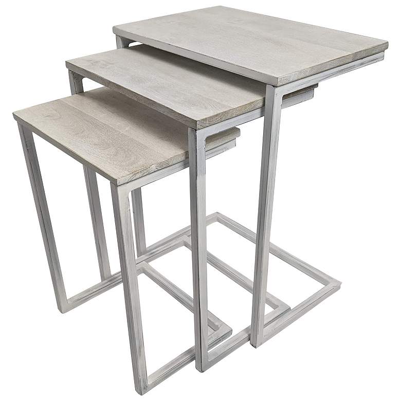 Image 1 Addison Whitewash Nesting Table Set