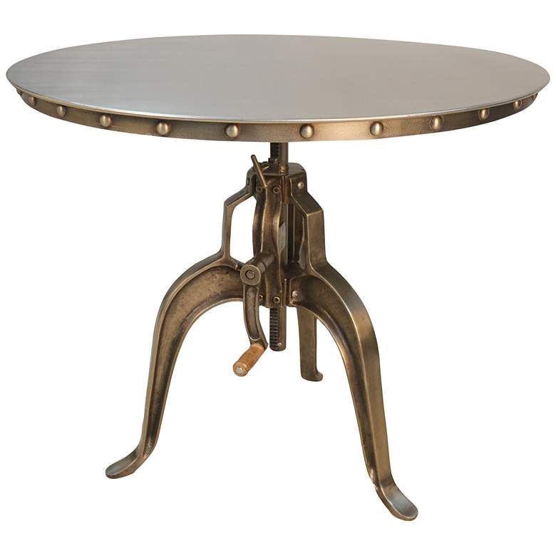 Image 2 Addy 36 inch Wide Antique Nickle Adjustable Crank Dining Table