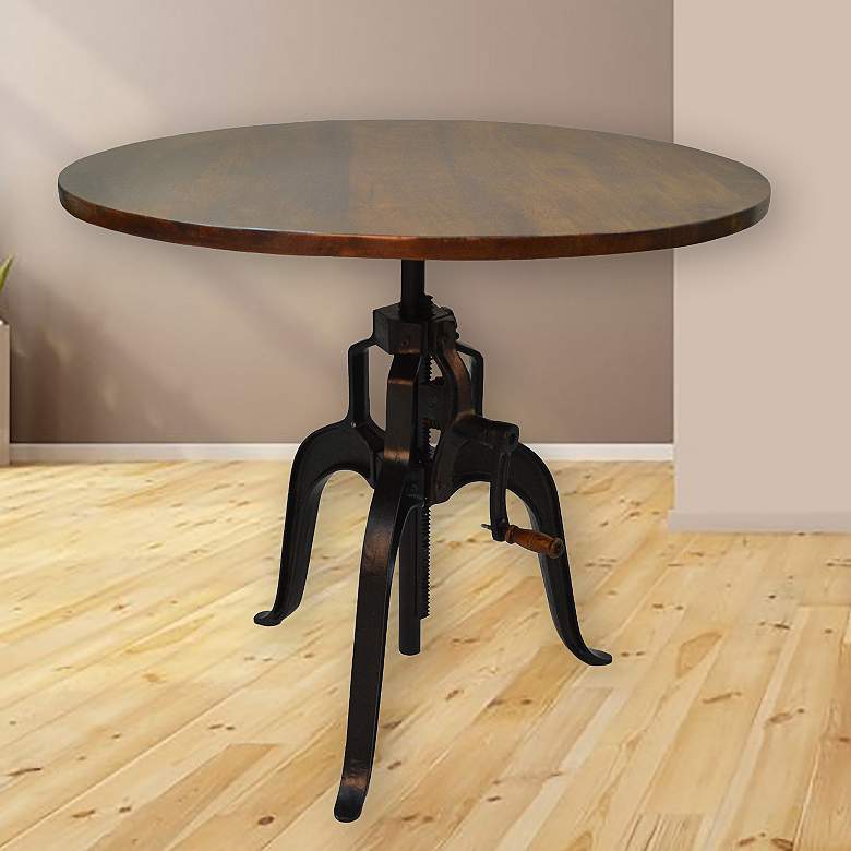 Image 1 Addy 36" Wide Chestnut Black Adjustable Crank Dining Table