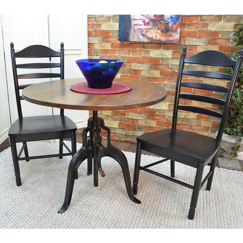 Image 5 Addy 36" Wide Chestnut Black Adjustable Crank Dining Table more views
