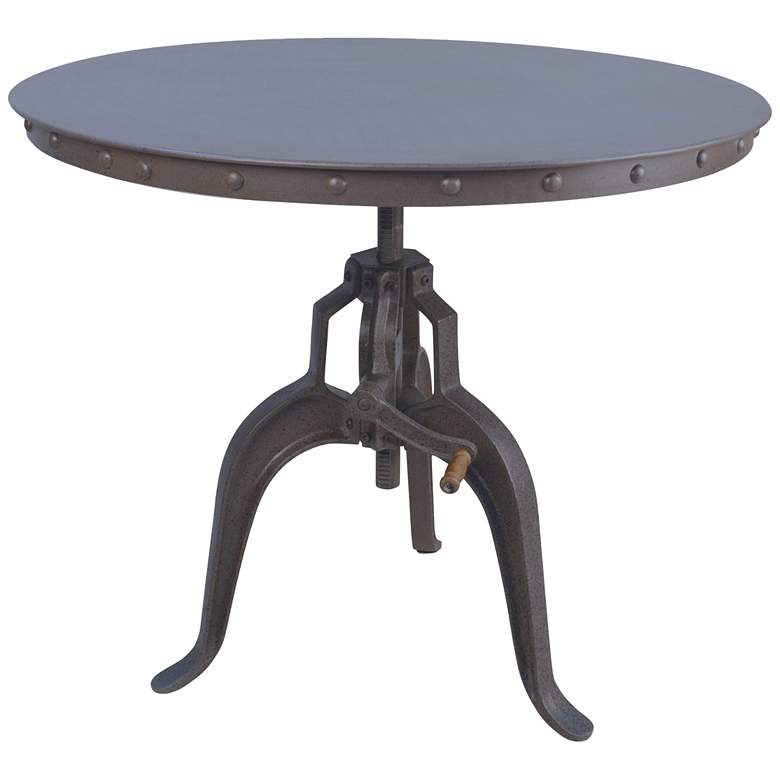 Image 2 Addy 36 inch Wide Industrial Iron Adjustable Crank Dining Table