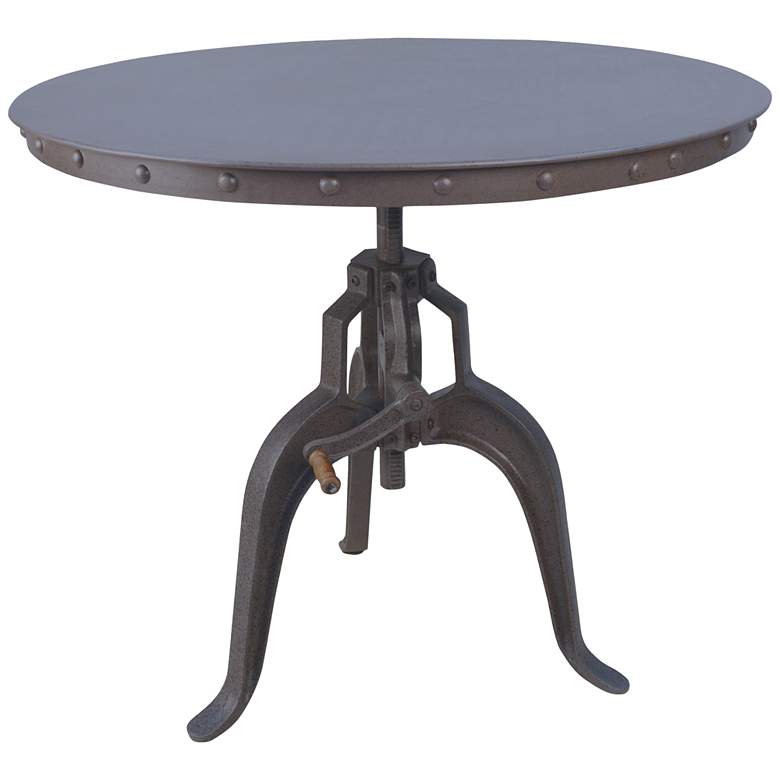 Image 5 Addy 36 inch Wide Industrial Iron Adjustable Crank Dining Table more views