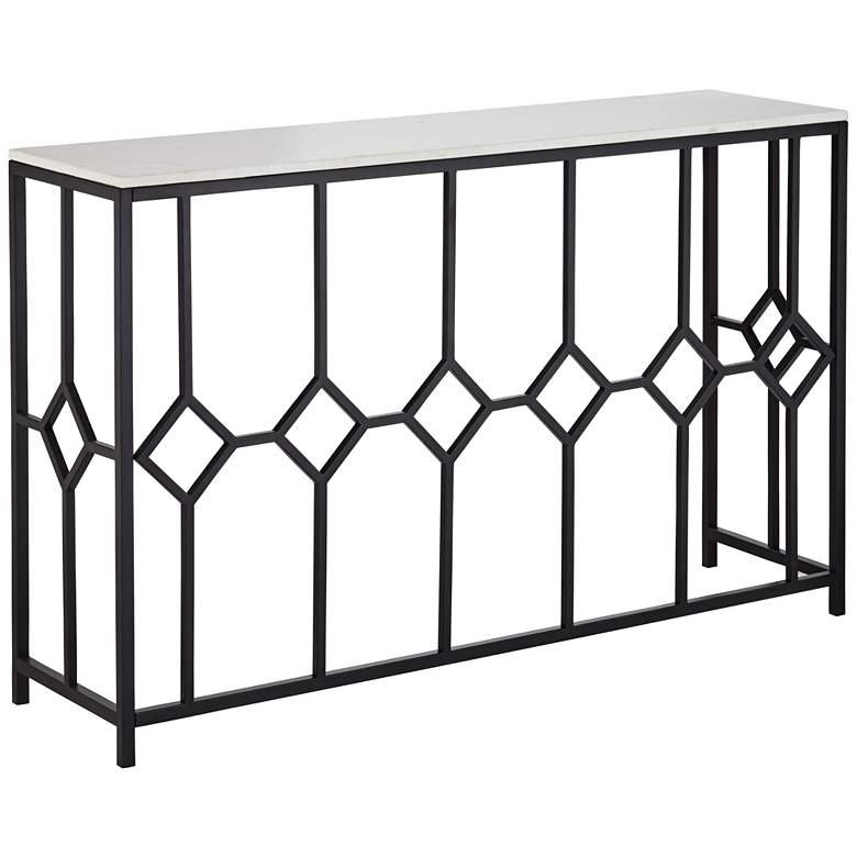 Image 3 Addy 52 1/4" Wide Stone and Black Iron Console Table