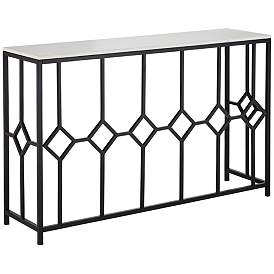 Image2 of Addy 52 1/4" Wide Stone and Black Iron Console Table